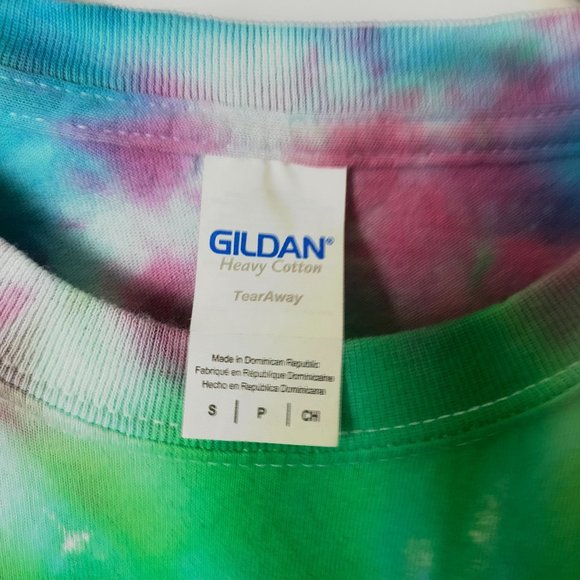 Gildan Tie Dye T Shirt Festival Hippie Trendy Tee Short Sleeve Cotton Logo - Picture 4 of 9